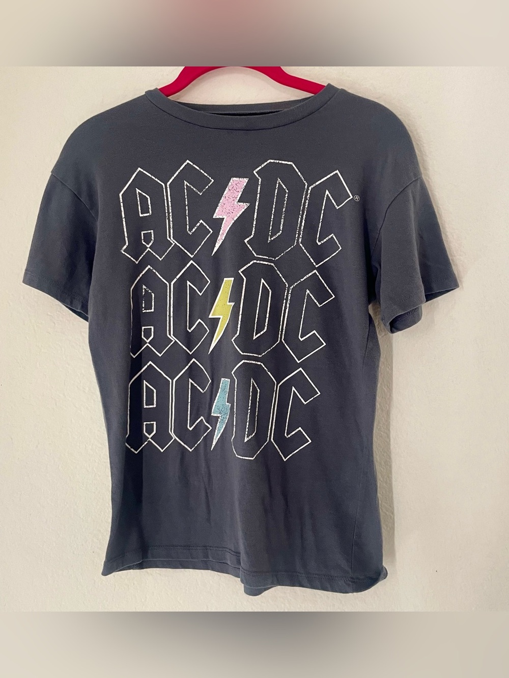 AC/DC Kids Black Graphic Tee with Colorful Lightning Bolts